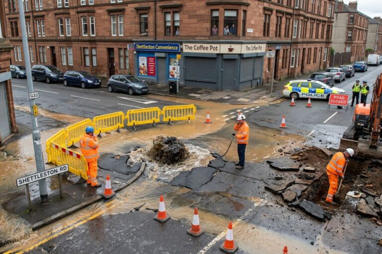 Glasgow Water Main Break Shettleston Road